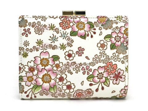 Dancing Cherry Blossoms GAMASATSU Square Billfold with Clasp