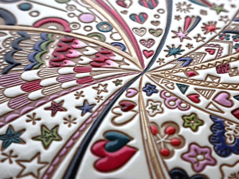 Glossy Hearts L-shaped Long Wallet