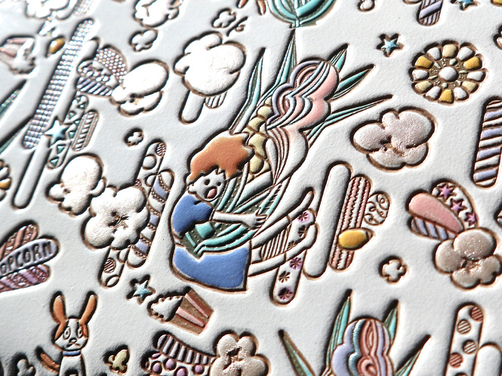 Popcorn Girl (Pastel colors) GAMASATSU Square Billfold with Clasp