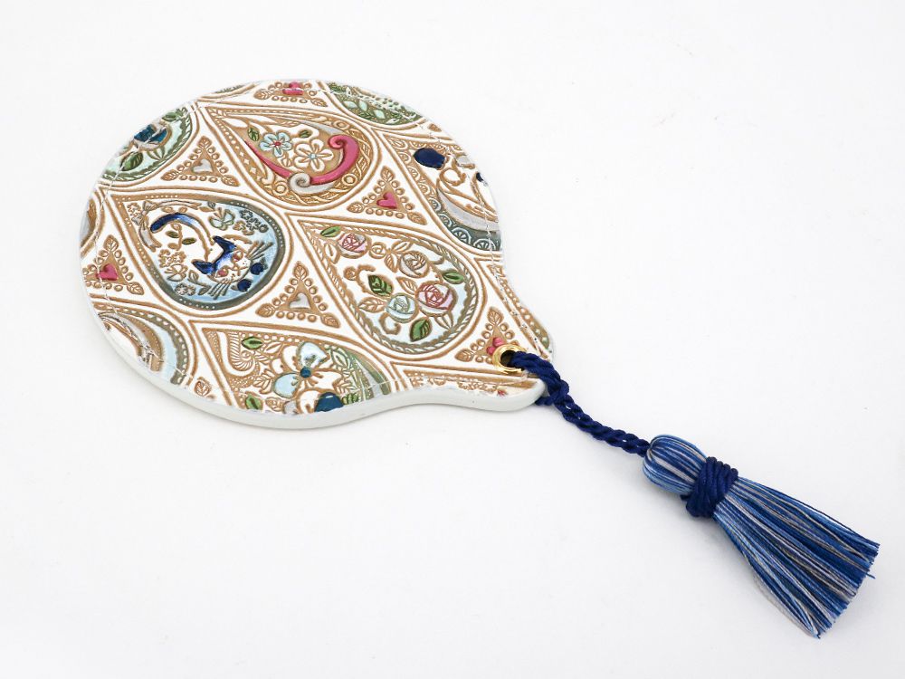 Flowers and Cats (Indigo) Hand Mirror