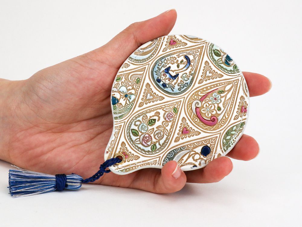 Flowers and Cats (Indigo) Hand Mirror