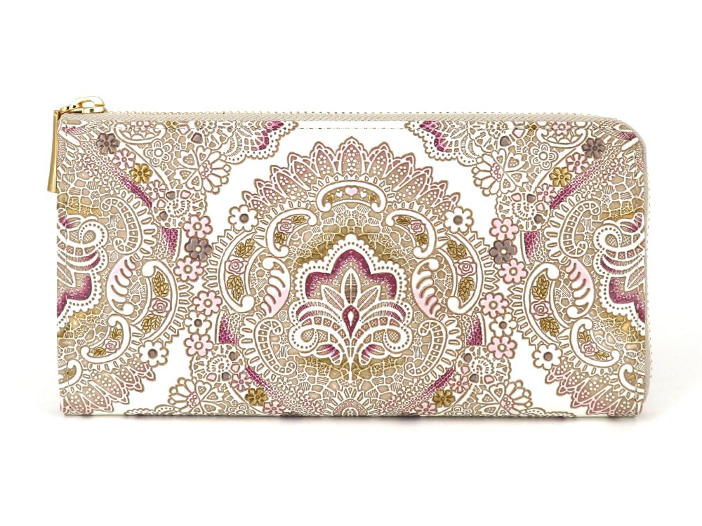 Antique Lace (Pink) L-shaped Long Wallet