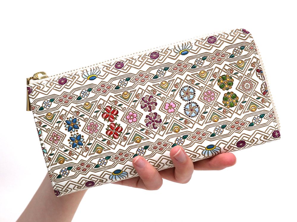 HANABISHI Traditional Flower Patterns L-shaped Long Wallet