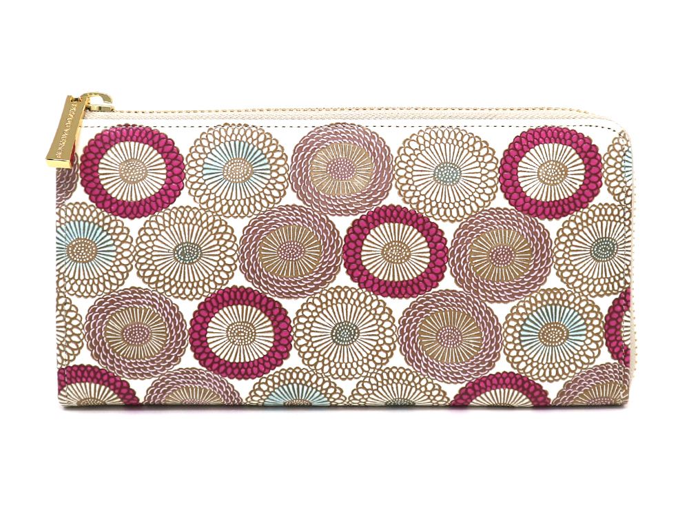 Umbrella Chrysanthemums (Peach Blossom) L-shaped Long Wallet