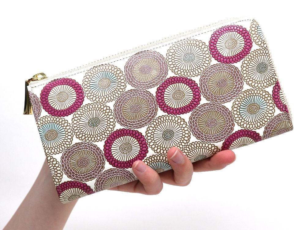 Umbrella Chrysanthemums (Peach Blossom) L-shaped Long Wallet