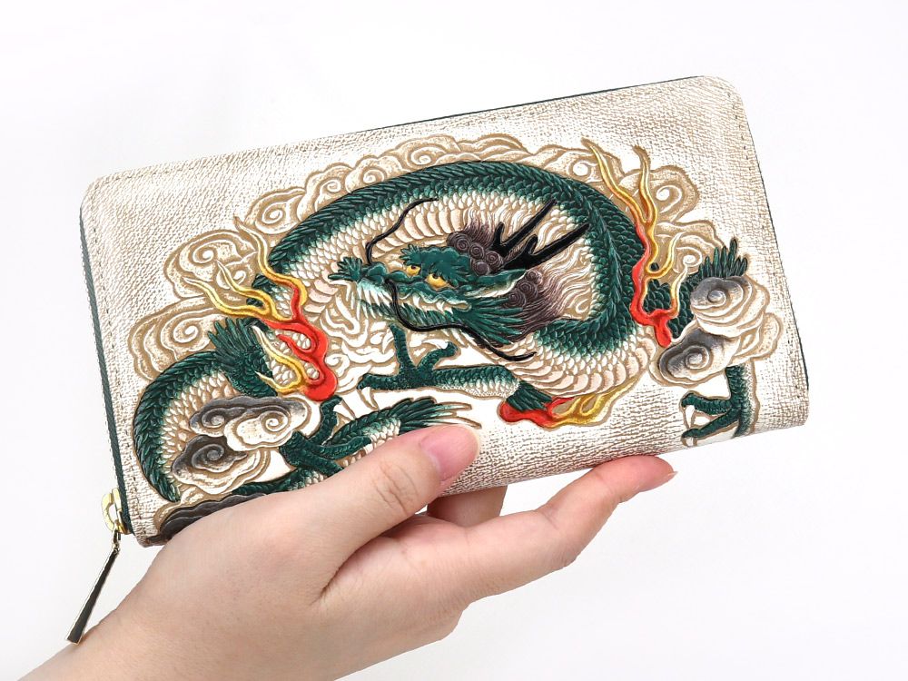 Dragon God (Green) Zippered Long Wallet