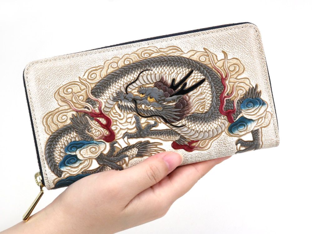 Dragon God (Gray) Zippered Long Wallet
