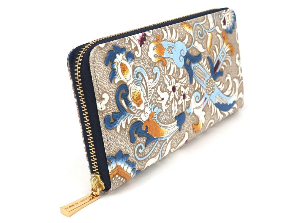 Arabesque (Blue) Zippered Long Wallet