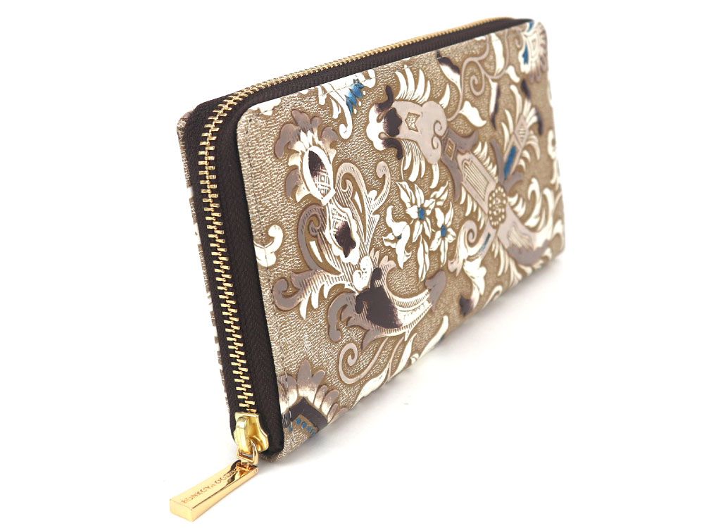 Arabesque (Brown) Zippered Long Wallet