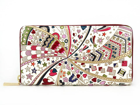 Glossy Hearts Zippered Long Wallet
