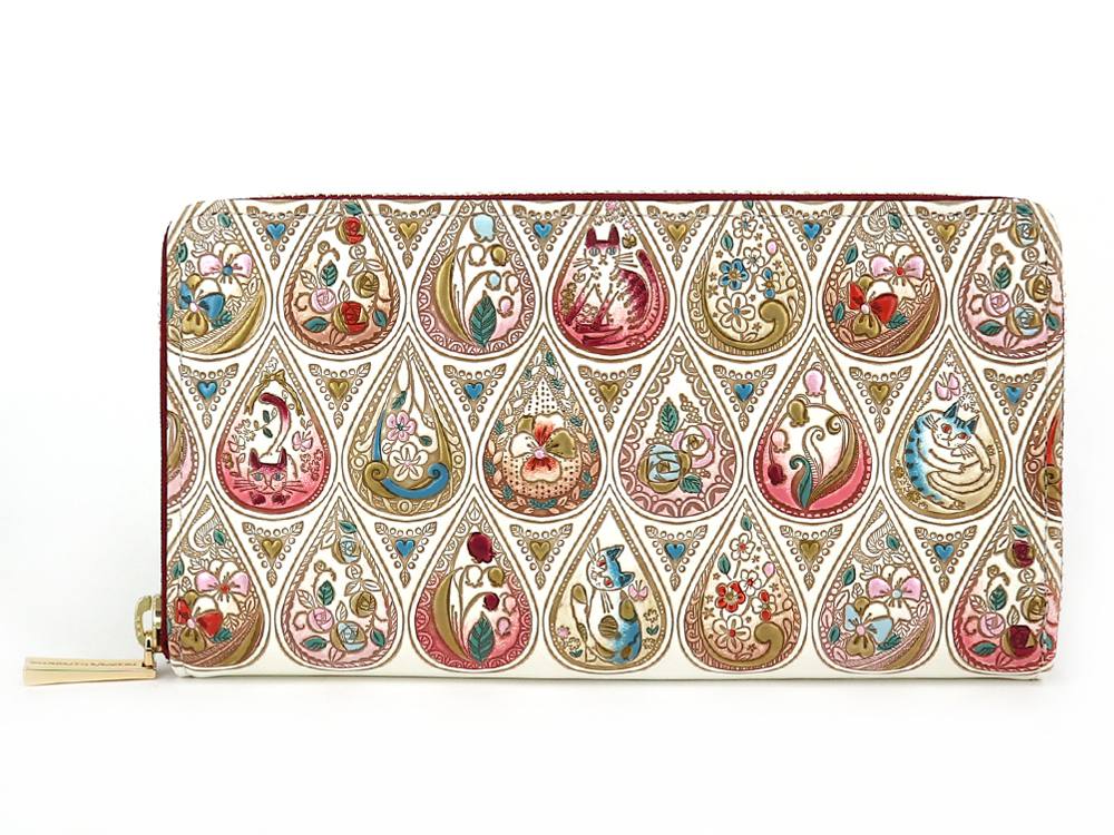 Flowers and Cats (Rose) Zippered Long Wallet