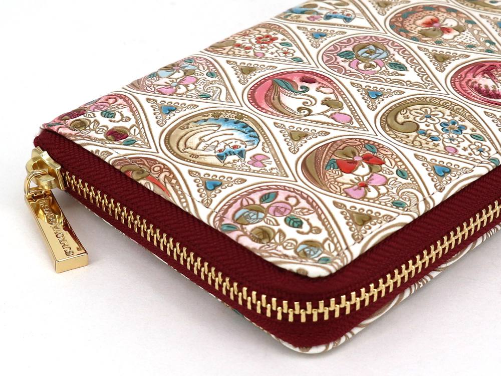 Flowers and Cats (Rose) Zippered Long Wallet