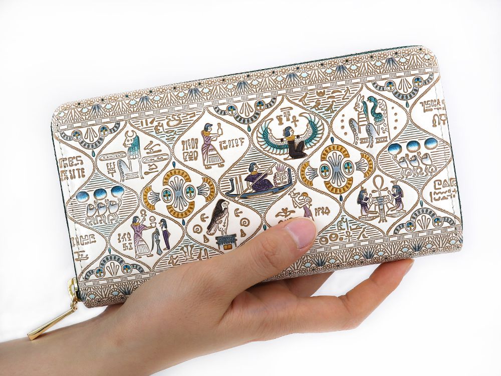 Egyptian Design (#1) Zippered Long Wallet