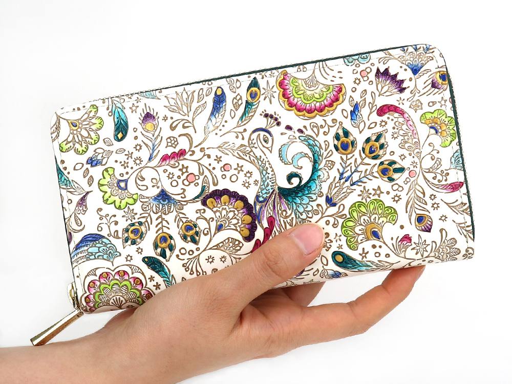 Peacock Zippered Long Wallet