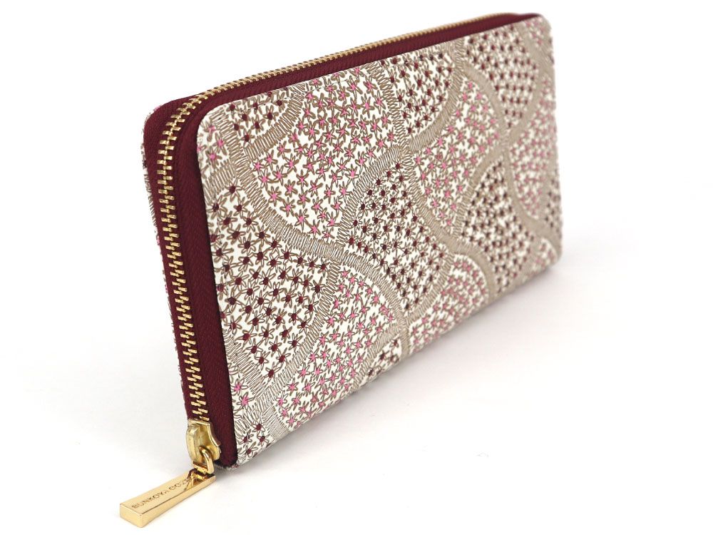 CHIRIMEN Fabric (Pink) Zippered Long Wallet