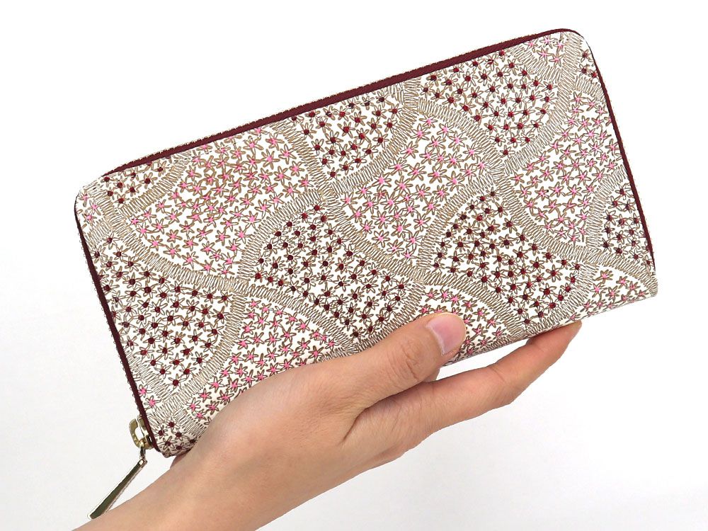 CHIRIMEN Fabric (Pink) Zippered Long Wallet