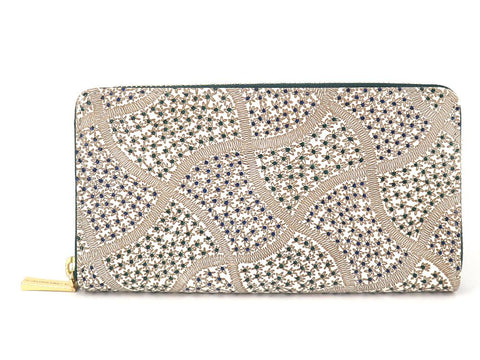 CHIRIMEN Fabric (Green) Zippered Long Wallet