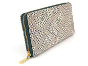 CHIRIMEN Fabric (Green) Zippered Long Wallet
