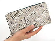 CHIRIMEN Fabric (Green) Zippered Long Wallet