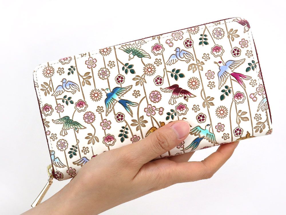 Birds and Cherry Blossoms Zippered Long Wallet