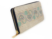 Silver Hearts (Mint Green) Zippered Long Wallet