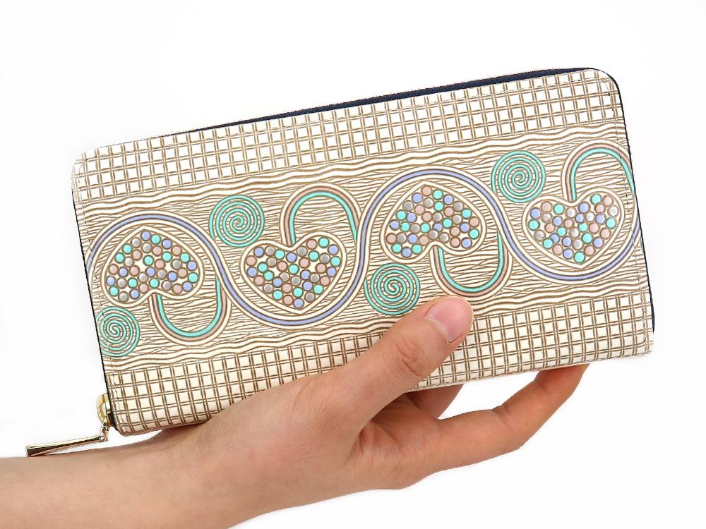Silver Hearts (Mint Green) Zippered Long Wallet