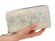 Silver Hearts (Mint Green) Zippered Long Wallet