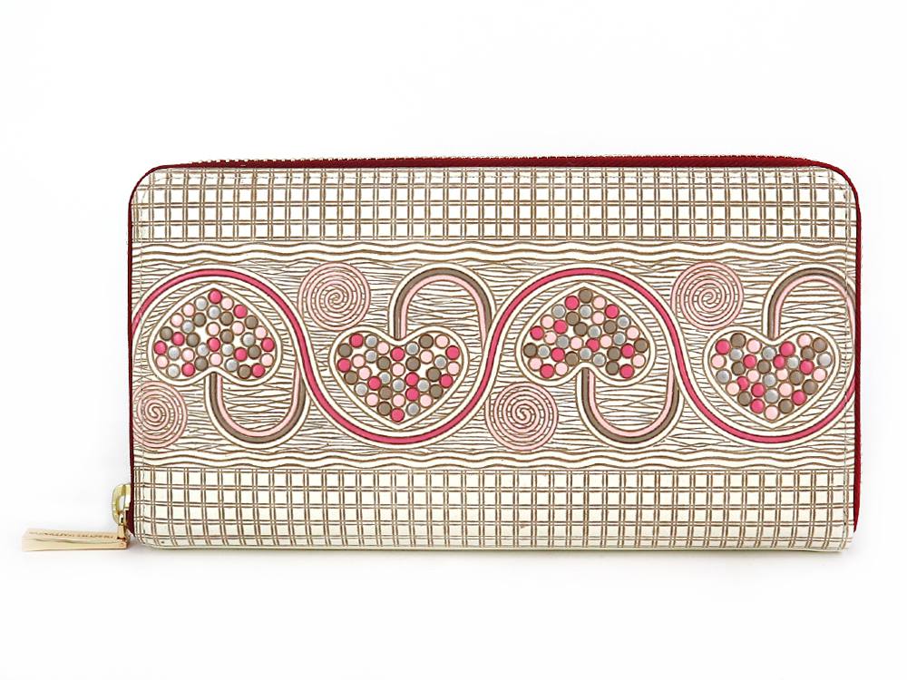 Silver Hearts (Mocha Pink) Zippered Long Wallet