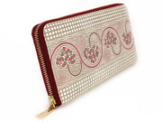 Silver Hearts (Mocha Pink) Zippered Long Wallet