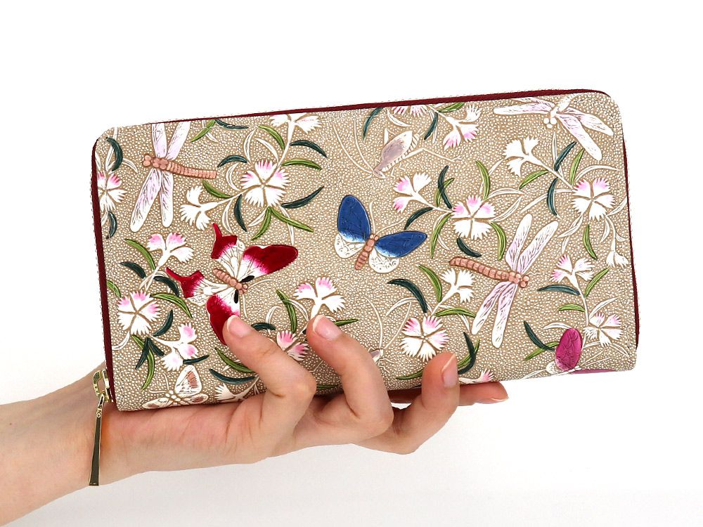 Dianthus Flowers Zippered Long Wallet
