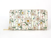 White Lilies Zippered Long Wallet