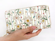 White Lilies Zippered Long Wallet