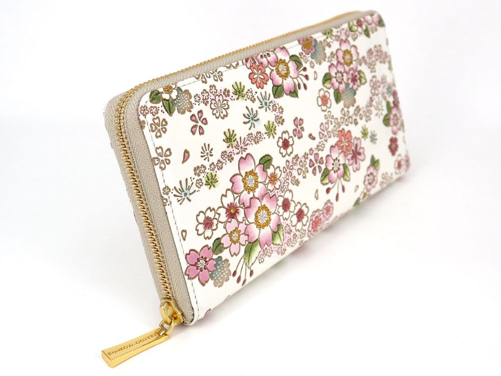Dancing Cherry Blossoms Zippered Long Wallet