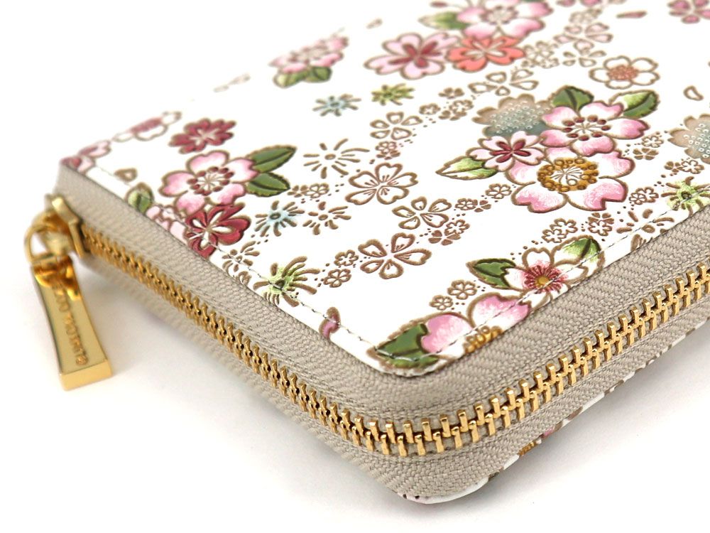 Dancing Cherry Blossoms Zippered Long Wallet