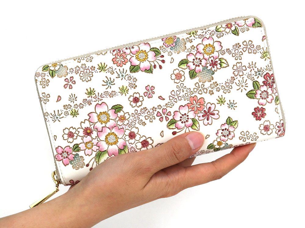 Dancing Cherry Blossoms Zippered Long Wallet