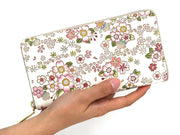 Dancing Cherry Blossoms Zippered Long Wallet