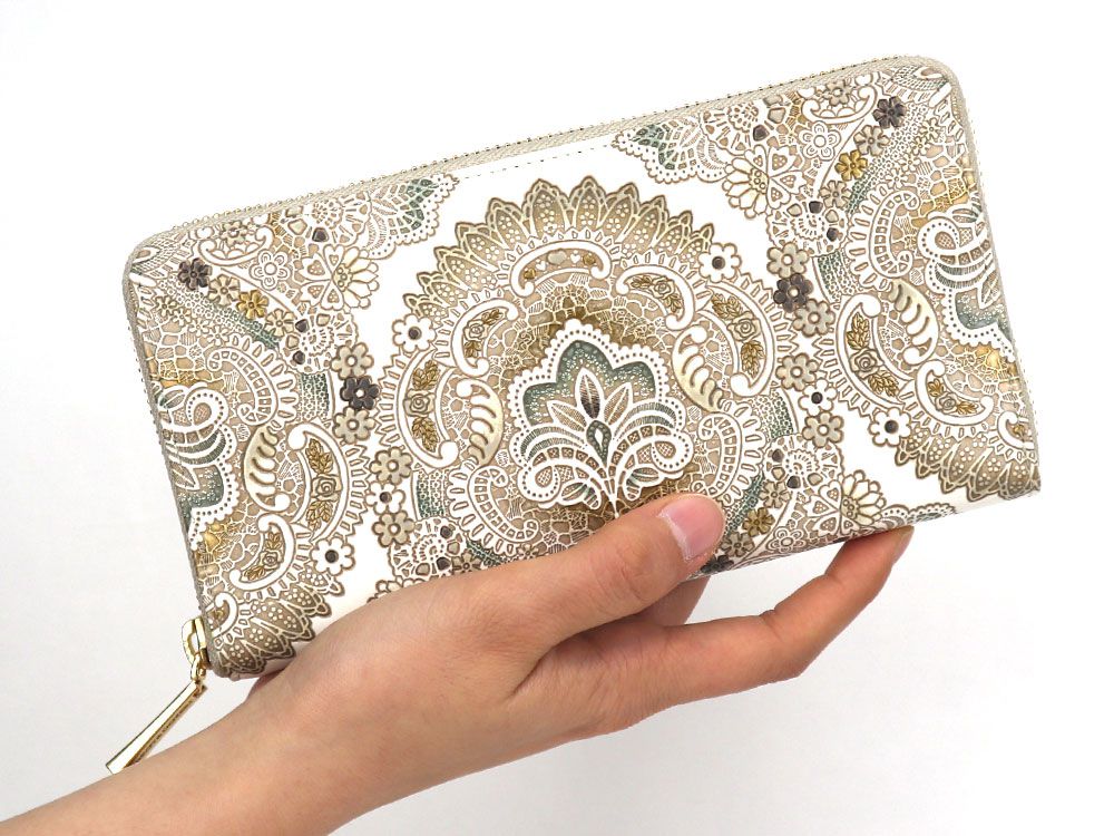 Antique Lace (Green) Zippered Long Wallet