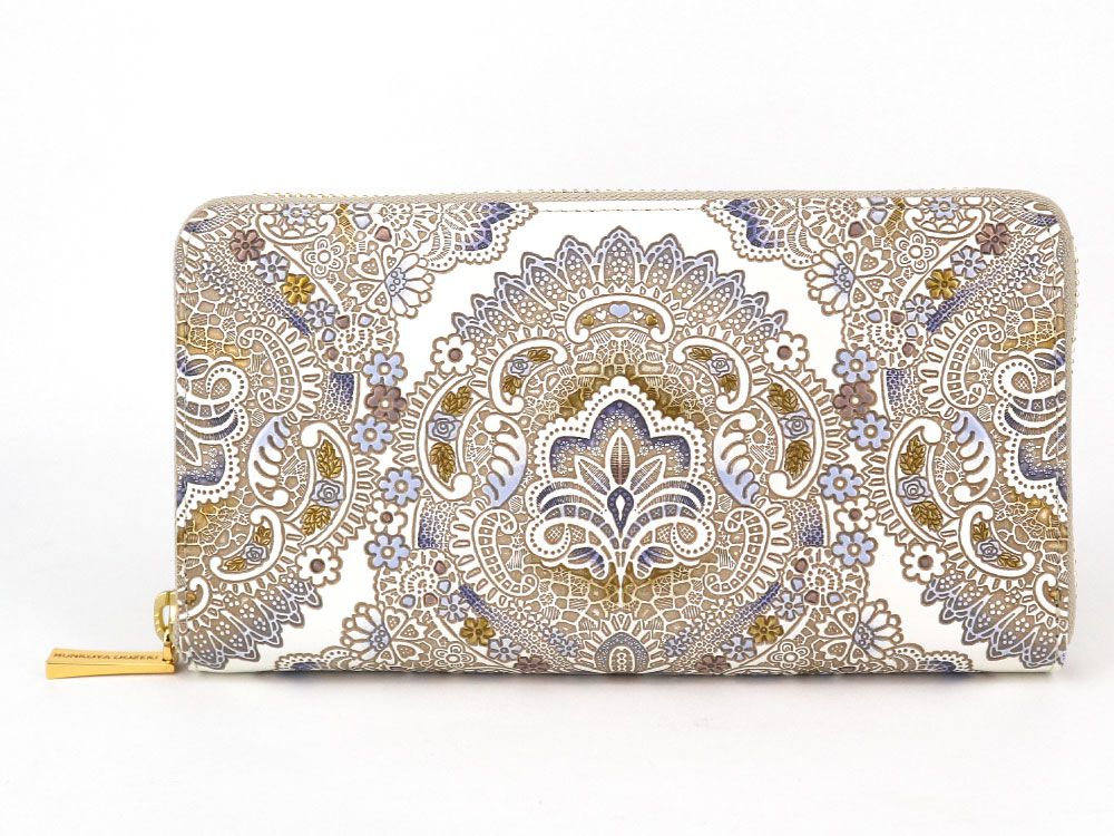 Antique Lace (Blue) Zippered Long Wallet