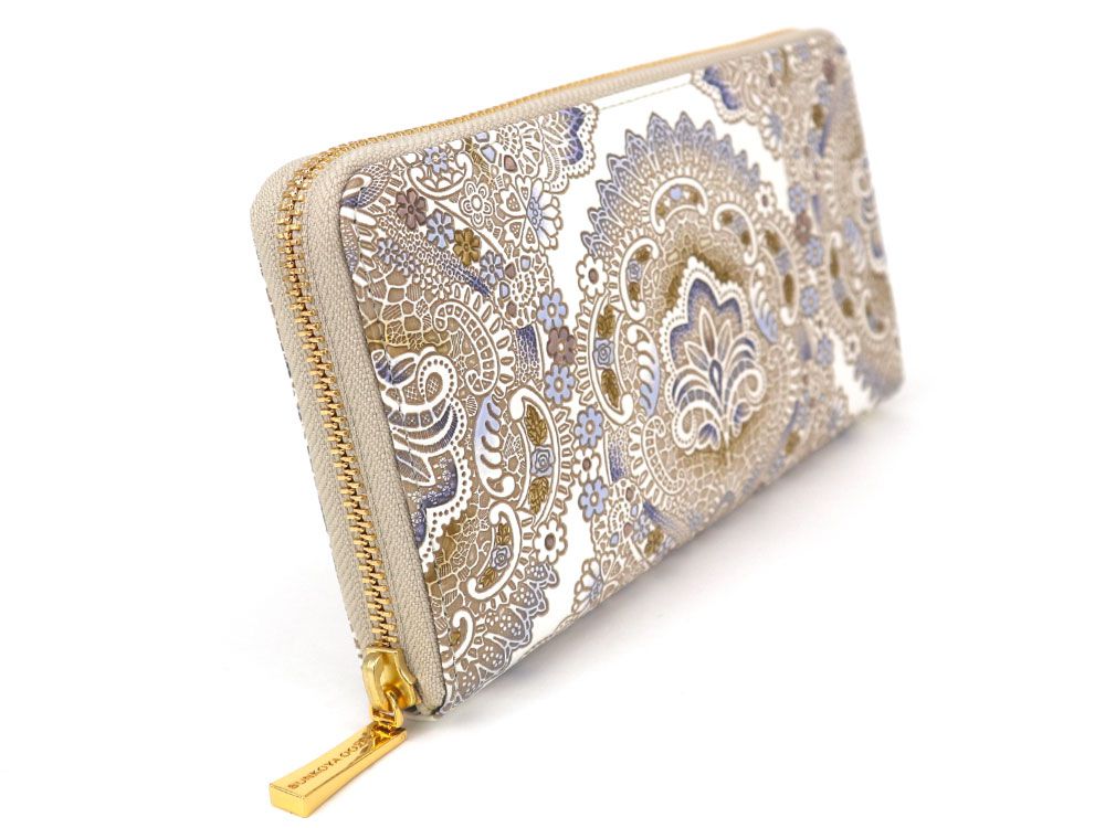 Antique Lace (Blue) Zippered Long Wallet