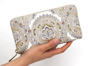 Antique Lace (Blue) Zippered Long Wallet