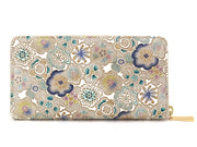 Spring Bloom (Blue) Zippered Long Wallet