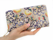 RANGIKU - Firework Chrysanthemums (Blue&Yellow) Zippered Long Wallet