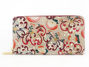 RANGIKU - Firework Chrysanthemums (Wine&Pink) Zippered Long Wallet