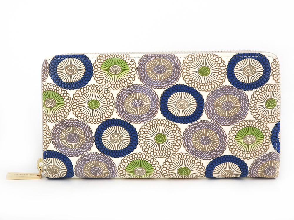 Umbrella Chrysanthemums (Shimmering Blue) Zippered Long Wallet