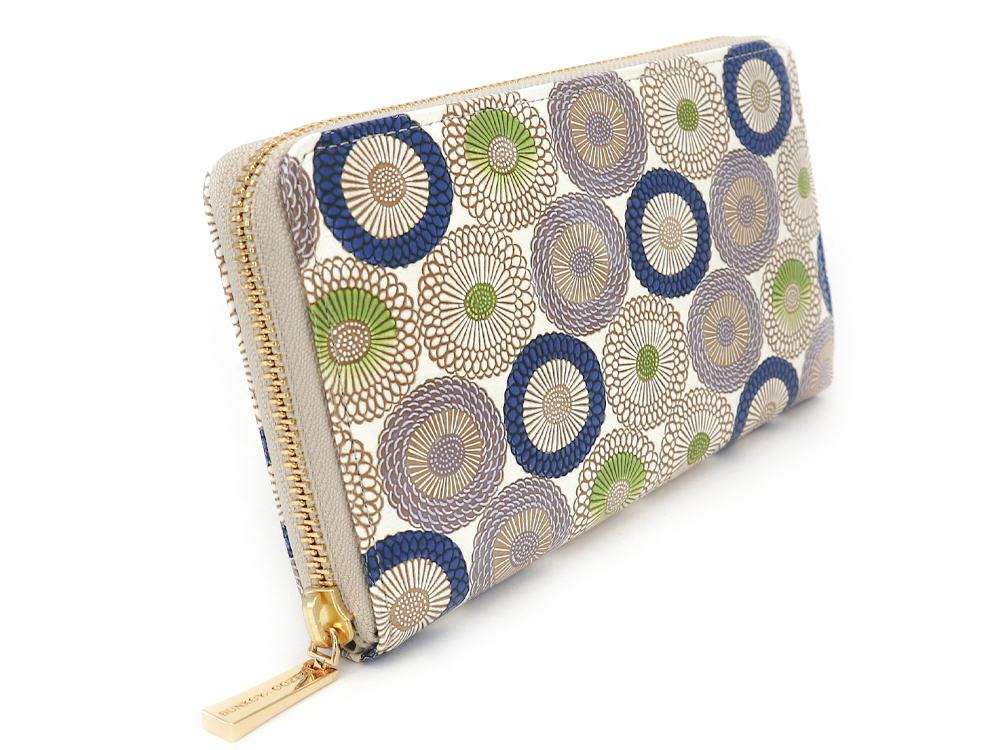 Umbrella Chrysanthemums (Shimmering Blue) Zippered Long Wallet