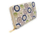 Umbrella Chrysanthemums (Shimmering Blue) Zippered Long Wallet