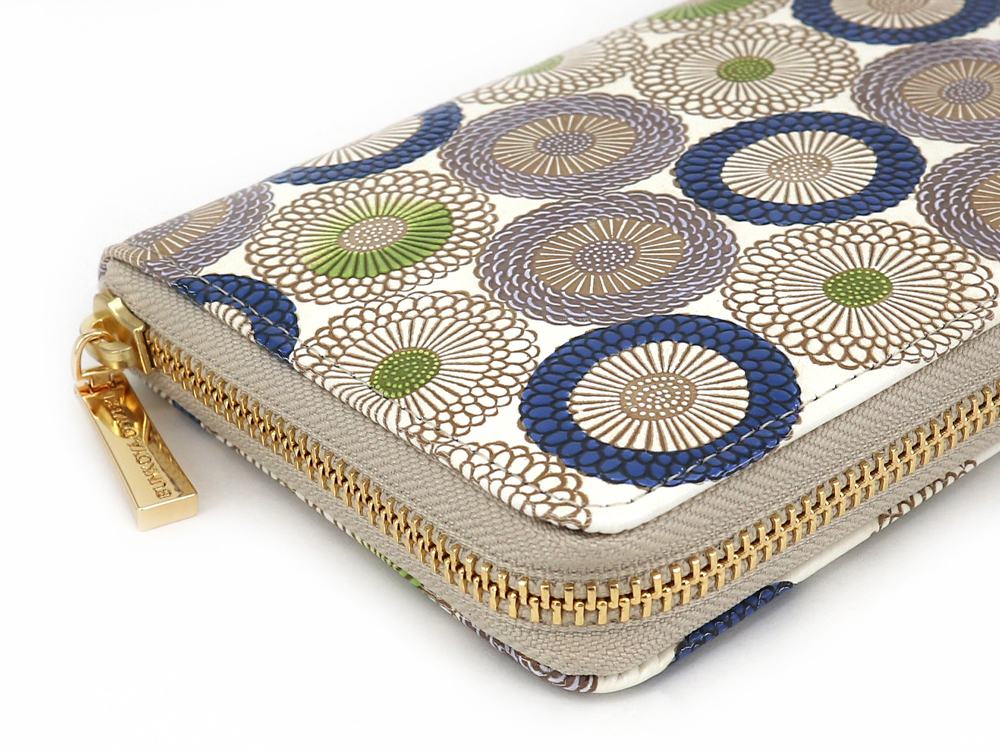 Umbrella Chrysanthemums (Shimmering Blue) Zippered Long Wallet