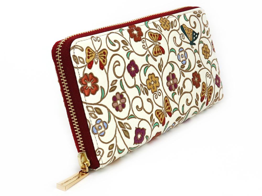 KINKARAOOBANA - Golden Flowers and Butterflies Zippered Long Wallet