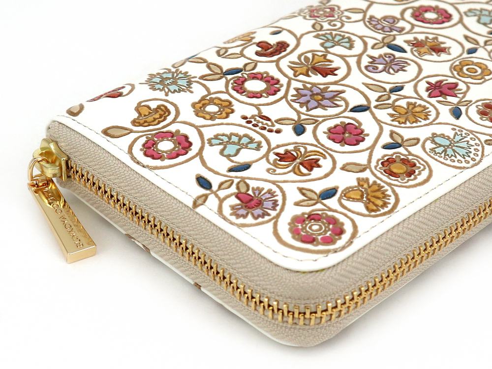 KINKARAKOBANA - Small Golden Flowers Zippered Long Wallet