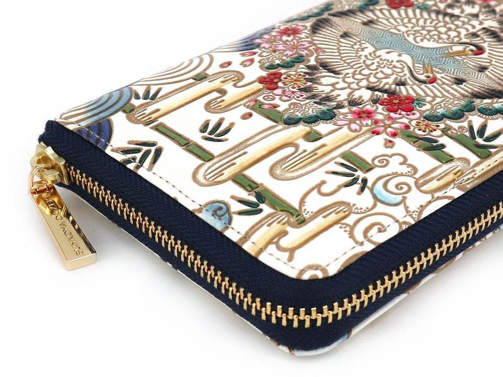Facing Cranes Zippered Long Wallet